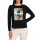 Long-sleeve shirt with print and glitter stones, black