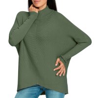Strickpullover mit Stehkragen und Fledermausärmeln, khaki