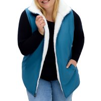 Reversible gilet with teddy fur and slip-in pockets, topaz-ecru