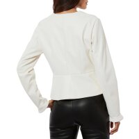 Faux leather blazer with peplum and decorative buttons, champagne