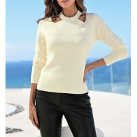 Feinstrick-Pullover mit Cut-outs am Rundhals, champagner