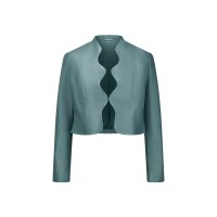 Lamb nappa leather bolero with stand collar and hook...