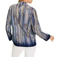 Blouse blazer in batik look, smoky blue-sesame printed