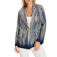 Blouse blazer in batik look, smoky blue-sesame printed