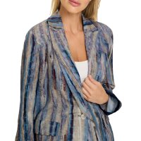 Blouse blazer in batik look, smoky blue-sesame printed