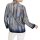 Blouse blazer in batik look, smoky blue-sesame printed