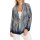 Blouse blazer in batik look, smoky blue-sesame printed