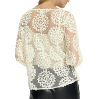 Mesh shirt with 3D floral appliqué, ecru