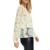 Mesh shirt with 3D floral appliqué, ecru