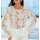 Mesh shirt with 3D floral appliqué, ecru