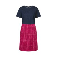 Kleid aus Denim und Bouclé, fuchsia-darkblue
