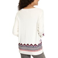 Fine-knit jumper with floral print, ecru-rosewood printed