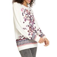 Fine-knit jumper with floral print, ecru-rosewood printed
