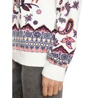 Fine-knit jumper with floral print, ecru-rosewood printed