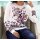 Fine-knit jumper with floral print, ecru-rosewood printed