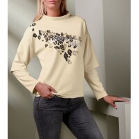 Bluza z aplikacją z brokatowych kamyczków, kość...
