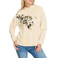 Sweatshirt mit Glitzersteinchen-Applikation, elfenbein