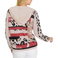 Jacquard-Strickjacke mit Glitzersteinchen, camel-schwarz-gemustert
