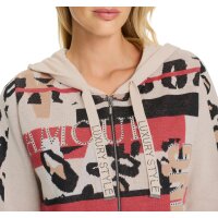 Jacquard-Strickjacke mit Glitzersteinchen, camel-schwarz-gemustert