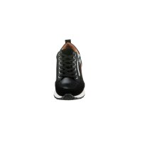 Sneakers in cowhide leather with zip, black-brown