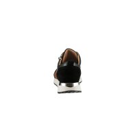 Sneakers in cowhide leather with zip, black-brown