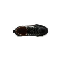Sneakers in cowhide leather with zip, black-brown