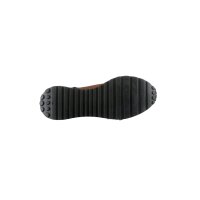 Sneakers in cowhide leather with zip, black-brown