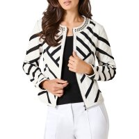 Lammnappa-Lederjacke mit Mesh-Einsätzen und Strass, ecru-schwarz