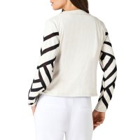 Lammnappa-Lederjacke mit Mesh-Einsätzen und Strass, ecru-schwarz
