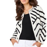 Lammnappa-Lederjacke mit Mesh-Einsätzen und Strass, ecru-schwarz