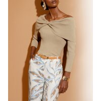 Carmen pullover with fold-over neckline, beige