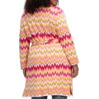 Longstrickjacke mit Zickzack-Jacquardmuster und Bindegürtel, cremerosé-offwhite