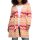Longstrickjacke mit Zickzack-Jacquardmuster und Bindegürtel, cremerosé-offwhite