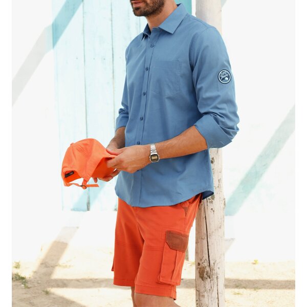 Long-sleeve shirt with patch appliqué, medium blue