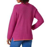 Ribbed polo neck jumper with contrast edges, fuchsia