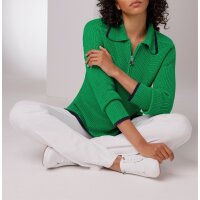 Ribbed polo neck jumper with contrast edges, grass green
