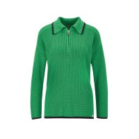 Ribbed polo neck jumper with contrast edges, grass green