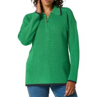 Ribbed polo neck jumper with contrast edges, grass green