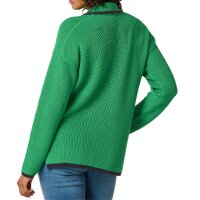Ribbed polo neck jumper with contrast edges, grass green