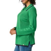 Ribbed polo neck jumper with contrast edges, grass green