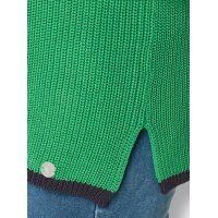 Ribbed polo neck jumper with contrast edges, grass green