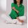 Ribbed polo neck jumper with contrast edges, grass green