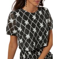 Sheath dress with diamond and floral pattern, graphite-champagne