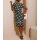 Sheath dress with diamond and floral pattern, graphite-champagne