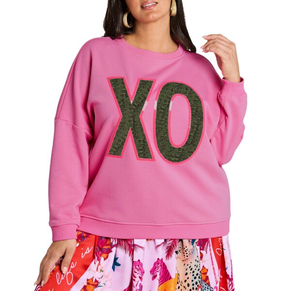 Sweatshirt with wording and flamingo print, old rose-pink printed