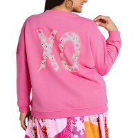 Sweatshirt with wording and flamingo print, old rose-pink printed