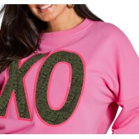 Sweatshirt with wording and flamingo print, old rose-pink printed