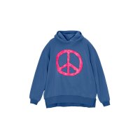 Bluza z kapturem z neonowym nadrukiem z przodu, royal...
