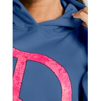 Hoodie with neon front print, royal blue-pink printed