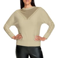 Fine-knit jumper with transparent insert, sand